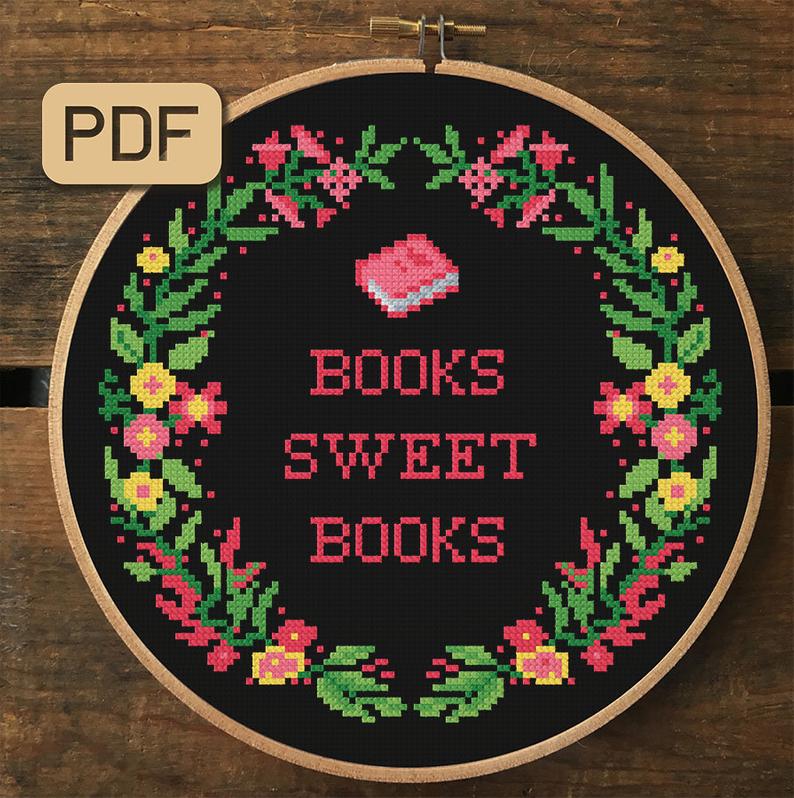 More Awesome Literary Embroidery, blog post by Aspasia S. Bissas, needlepoint, embroidery, cross-stitch, cross stitch, crossstitch, patterns, free patterns, books, reading, bookish, literary, aspasiasbissas.com, books sweet books, etsy, pattern download