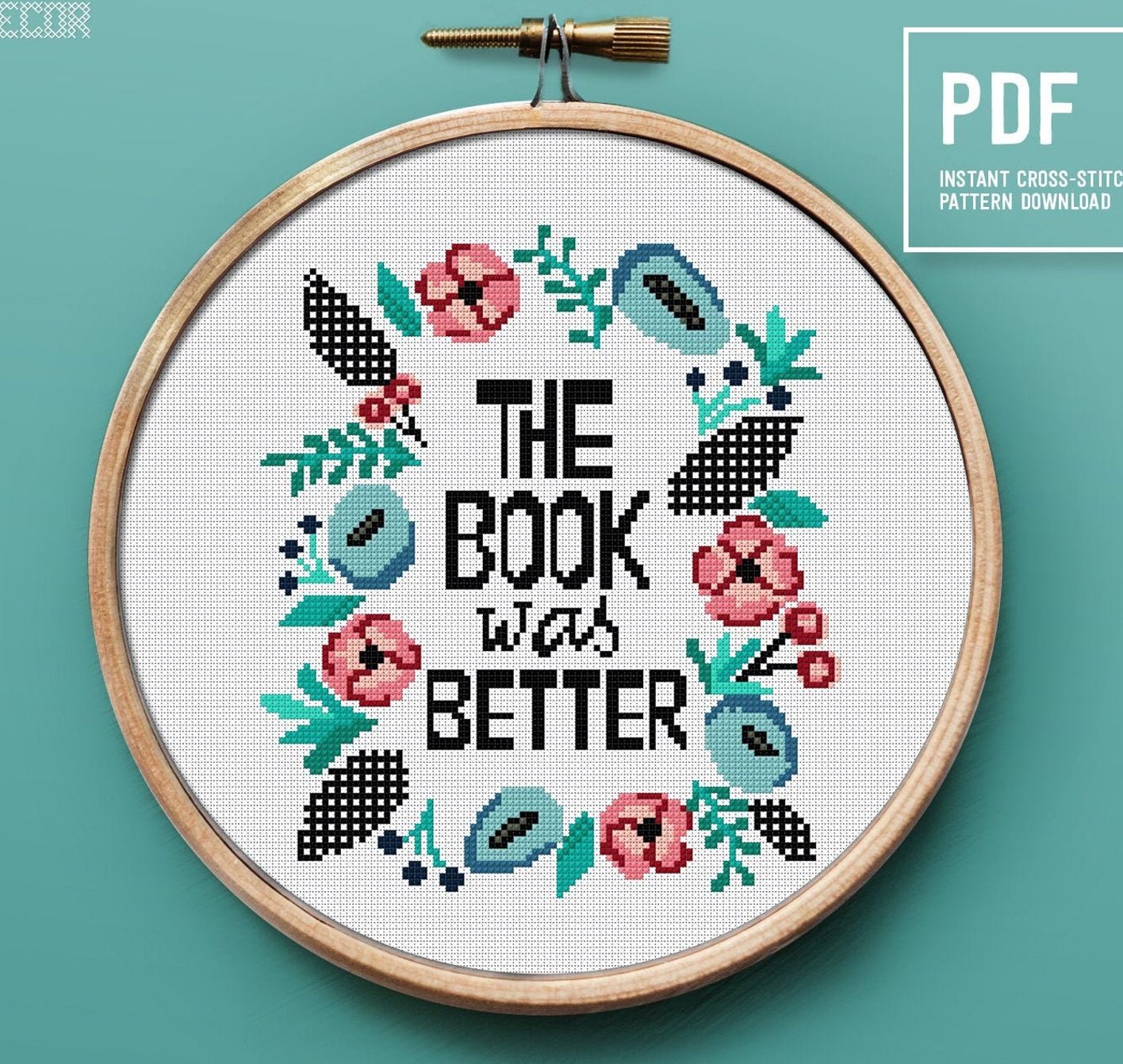More Awesome Literary Embroidery, blog post by Aspasia S. Bissas, needlepoint, embroidery, cross-stitch, cross stitch, crossstitch, patterns, free patterns, books, reading, bookish, literary, aspasiasbissas.com, the book was better, etsy, pattern download